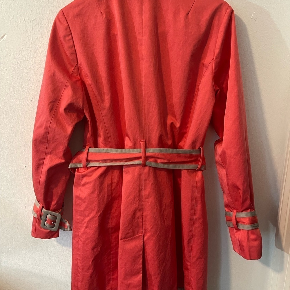 Banana Republic Coral Tan Trim Trench Coat Women’s Sz M with Belt - Picture 6 of 12